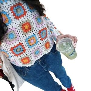 SINCERELY JULES | NWT Crochet Crop Sweater size Large